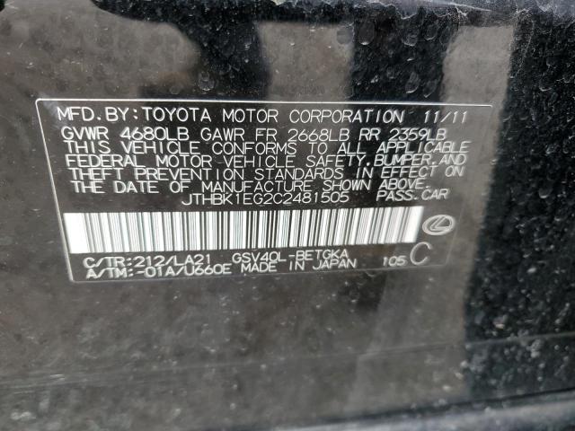 2012 LEXUS ES 350 - JTHBK1EG2C2481505