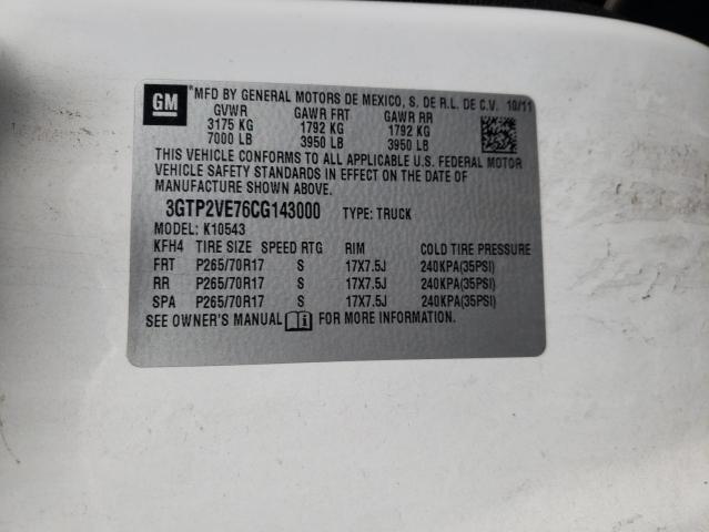 3GTP2VE76CG143000 GMC Sierra K1500 Sle