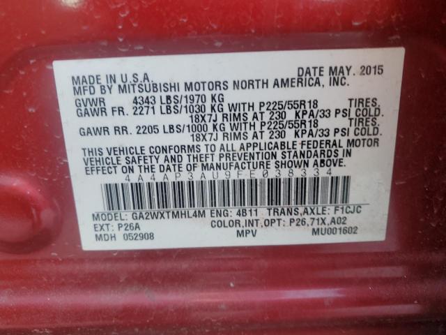 2015 MITSUBISHI 3000 GT VR 4A4AP3AU9FE038334
