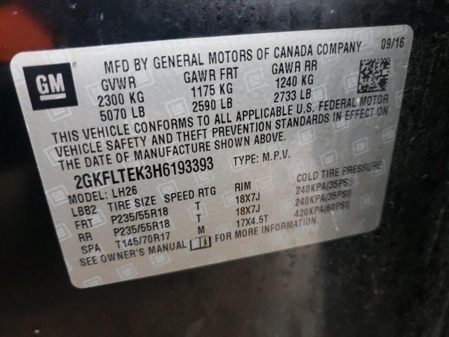 2GKFLTEK3H6193393 GMC Terrain Sle