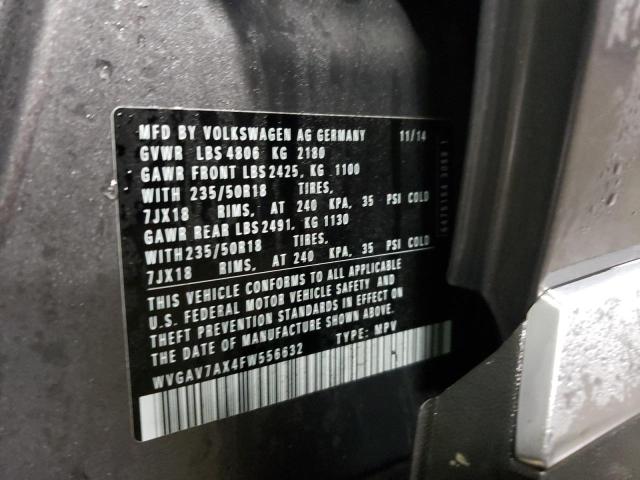 2015 VOLKSWAGEN TIGUAN S - WVGAV7AX4FW556632