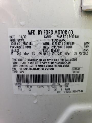 2LMDJ6JK4DBL22680 Lincoln MKX