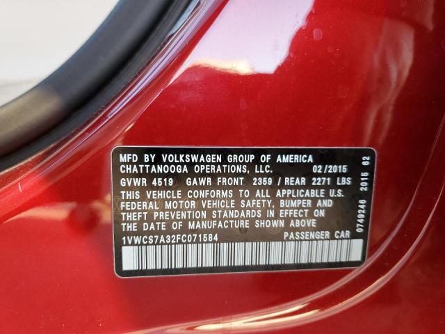 2015 VOLKSWAGEN PASSAT SEL - 1VWCS7A32FC071584