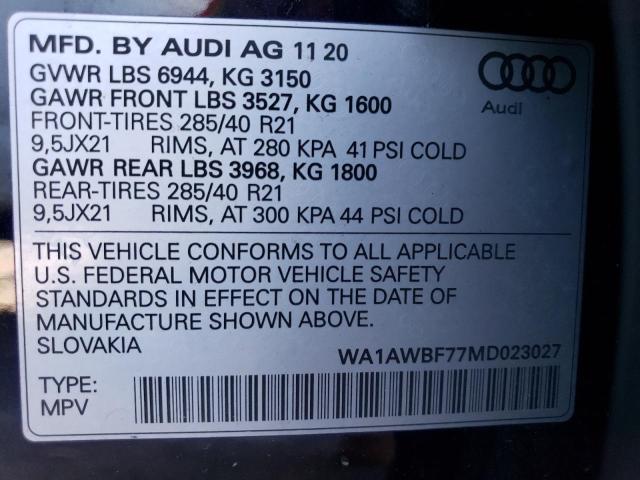 2021 AUDI SQ7 PREMIU WA1AWBF77MD023027