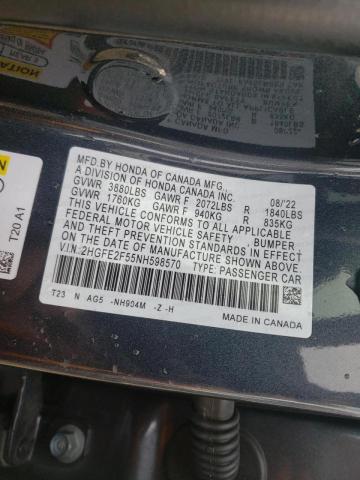 2022 HONDA CIVIC SPOR - 2HGFE2F55NH598570