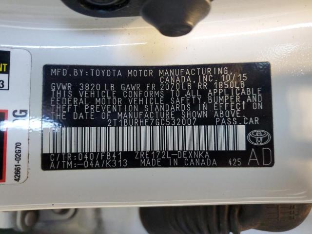 2016 TOYOTA COROLLA L 2T1BURHE7GC532007