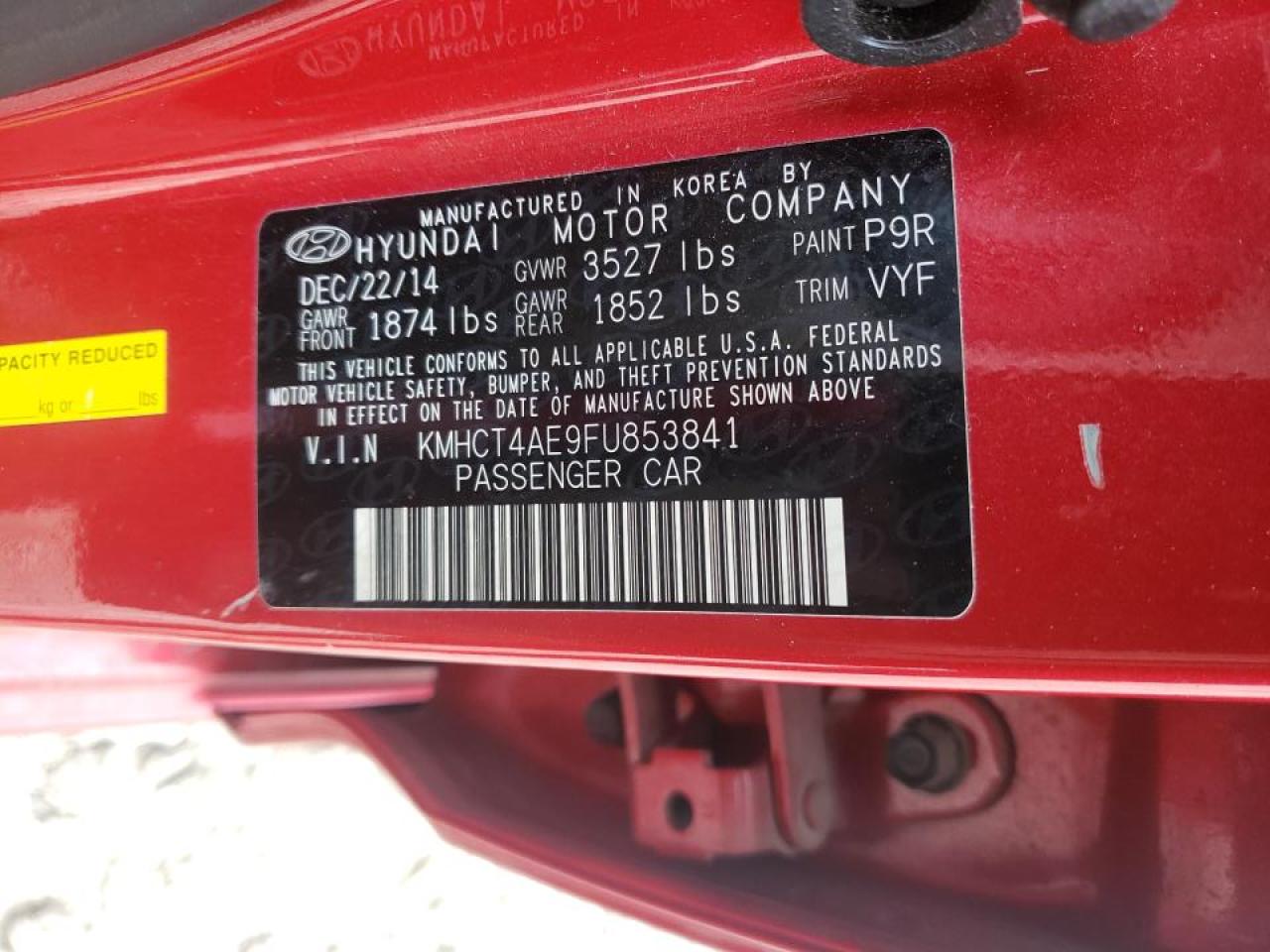 2015 Hyundai Accent Gls VIN: KMHCT4AE9FU853841 Lot: 35859863