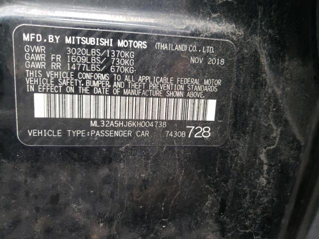 2019 MITSUBISHI MIRAGE LE ML32A5HJ6KH004738