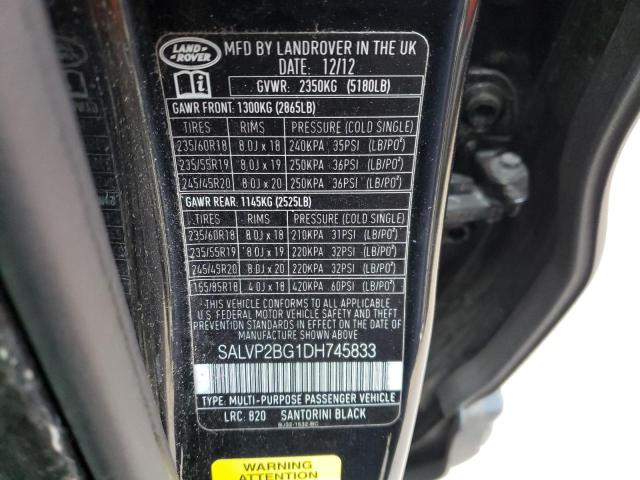 SALVP2BG1DH745833 Land Rover RANGEROVER