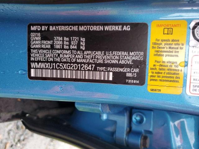 WMWXU1C5XG2D12647 Mini Cooper