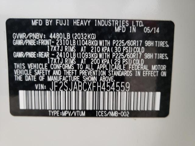 2015 SUBARU FORESTER 2 - JF2SJABCXFH454559