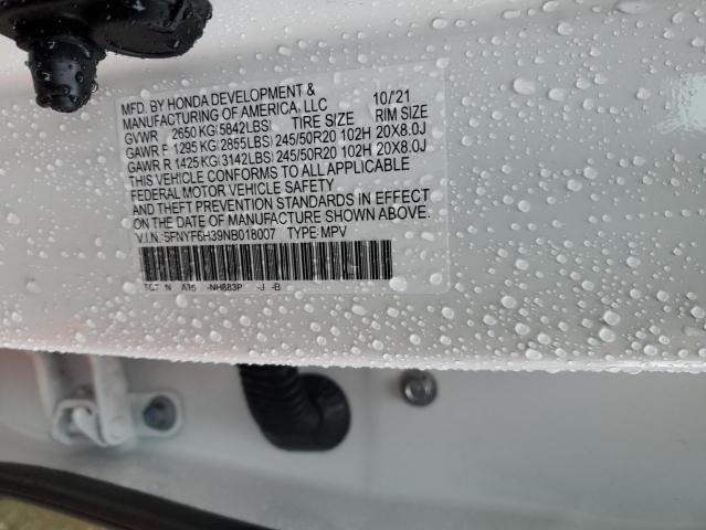 2022 HONDA PILOT SPOR - 5FNYF6H39NB018007