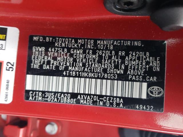 2019 TOYOTA CAMRY L/LE - 4T1B11HK8KU178053