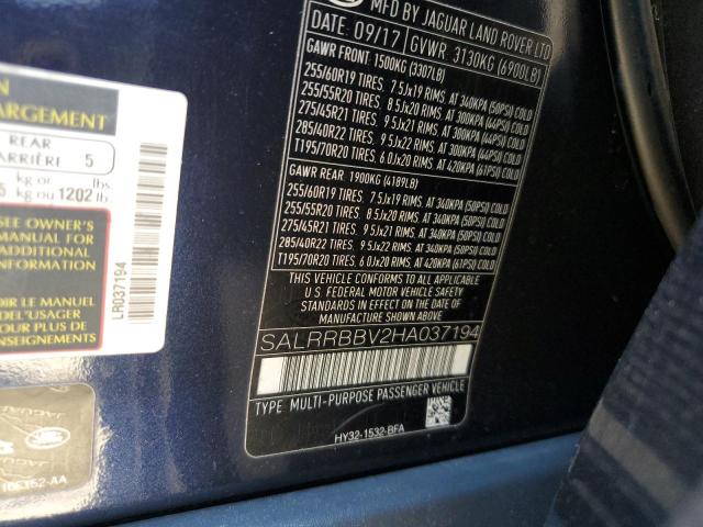 SALRRBBV2HA037194 Land Rover Discovery Hse