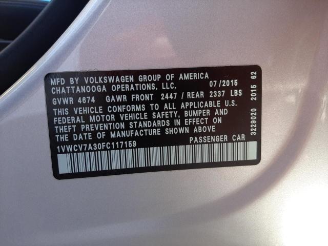 2015 VOLKSWAGEN PASSAT SEL - 1VWCV7A30FC117159