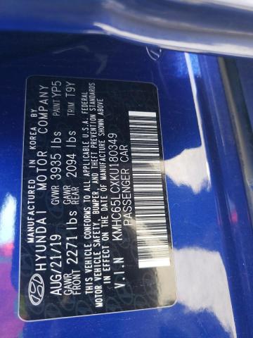2019 HYUNDAI IONIQ BLUE - KMHC65LCXKU180349