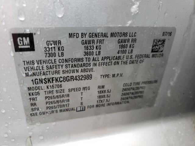 2016 CHEVROLET TAHOE SPEC 1GNSKFKC8GR432989