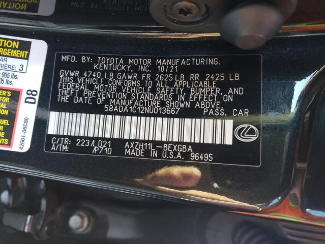 2022 LEXUS ES 300H BA 58ADA1C12NU013667