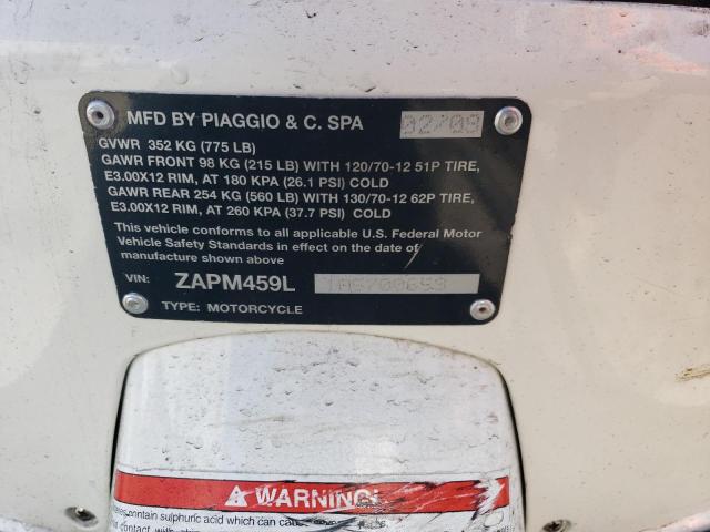 2010 VESPA GTS 300 SU ZAPM459L1A5700659