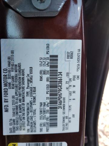 2016 FORD FUSION SE - 3FA6P0H79GR386134