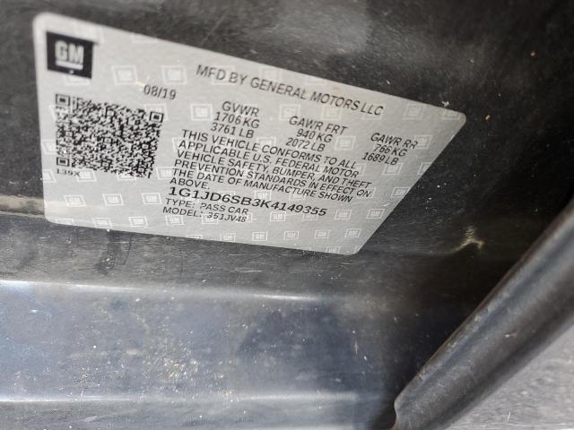 2019 CHEVROLET SONIC LT - 1G1JD6SB3K4149355