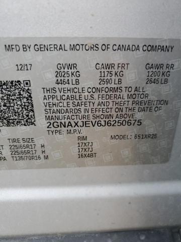 2018 CHEVROLET EQUINOX LT - 2GNAXJEV6J6250675