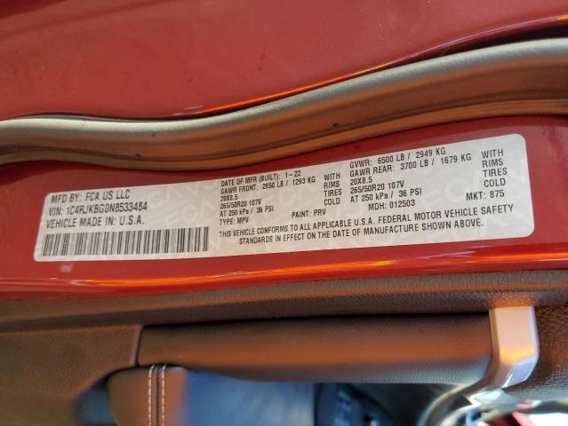 1C4RJKBG0N8533484 Jeep Grand Cherokee L Limited