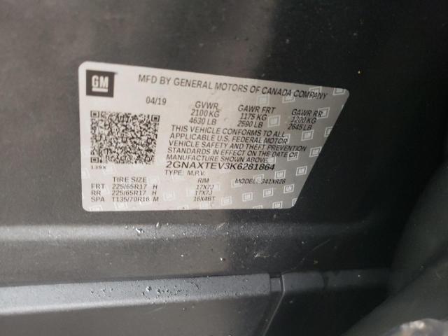 2019 CHEVROLET EQUINOX LT 2GNAXTEV3K6281864
