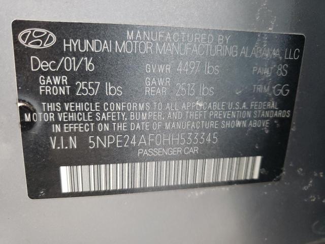 5NPE24AF0HH533345 | 2017 Hyundai sonata se