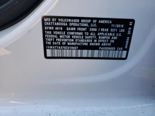 2016 VOLKSWAGEN PASSAT S - 1VWAT7A37GC016327