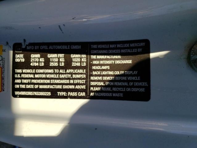 2019 BUICK CASCADA PR W04WH3N57KG380225
