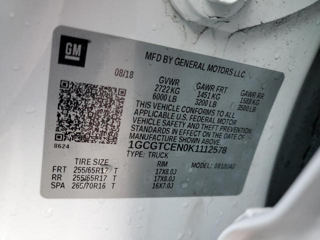 2019 CHEVROLET COLORADO L - 1GCGTCEN0K1112578