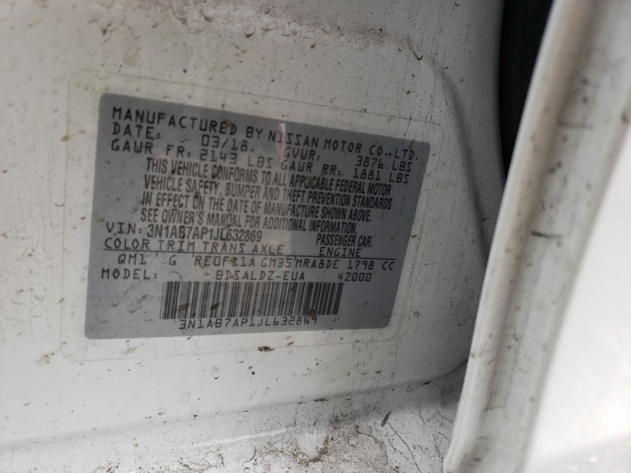3N1AB7AP1JL632869 NISSAN SENTRA 2018