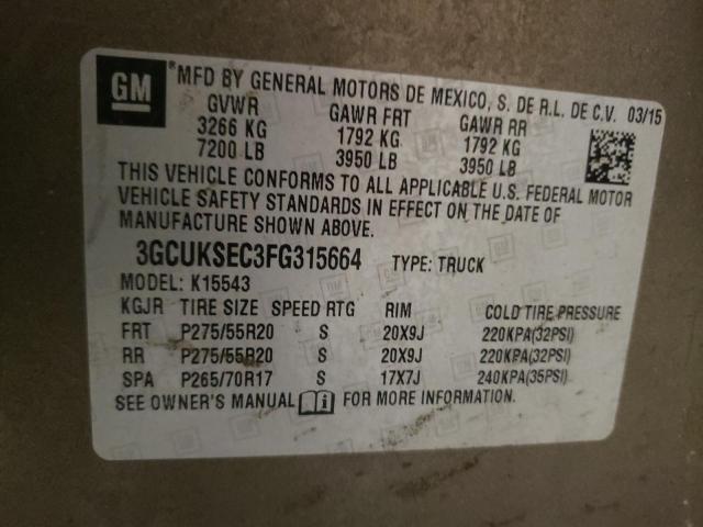 2015 CHEVROLET 1500 - 3GCUKSEC3FG315664