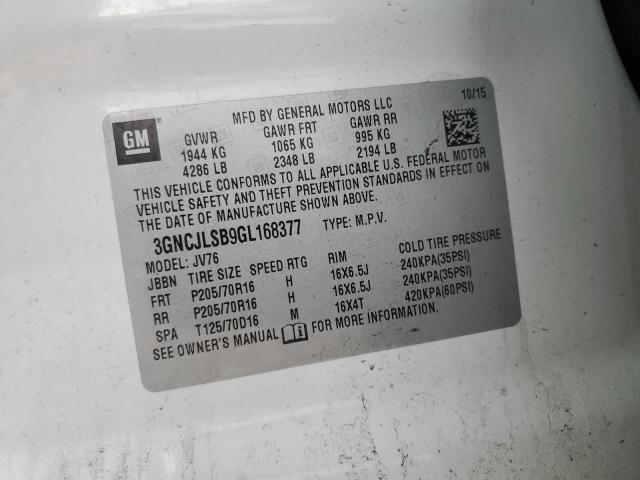 2016 CHEVROLET TRAX 1LT 3GNCJLSB9GL168377