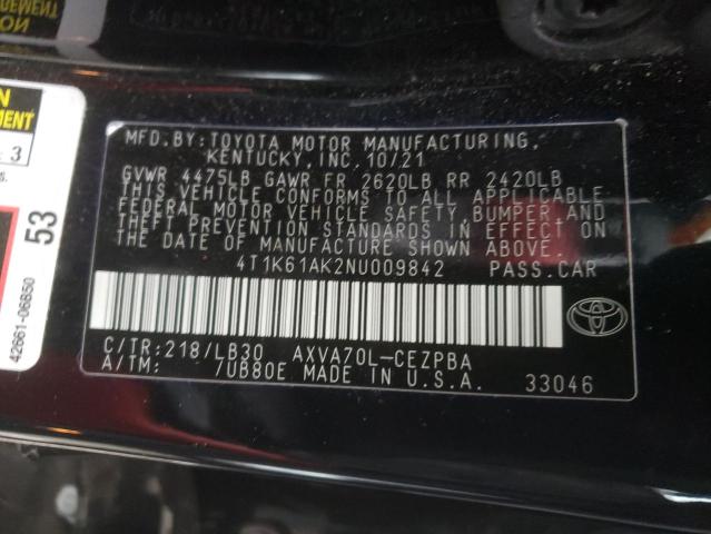 2022 TOYOTA CAMRY XSE - 4T1K61AK2NU009842