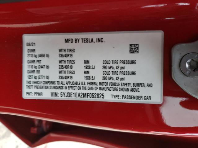 2021 TESLA MODEL 3 - 5YJ3E1EA2MF052825