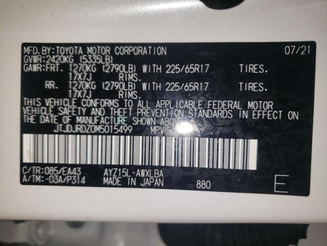 2021 LEXUS NX 300H BA - JTJDJRDZ0M5015499