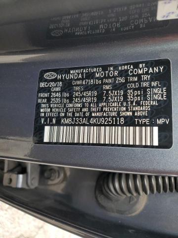 2019 HYUNDAI TUCSON LIM - KM8J33AL4KU925118