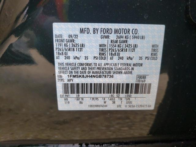 2022 FORD EXPLORER T - 1FMSK8JH4NGB78736