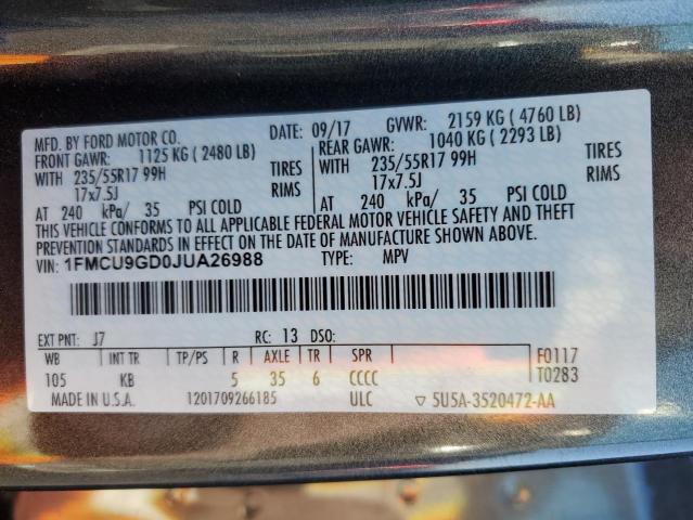2018 FORD ESCAPE SE 1FMCU9GD0JUA26988