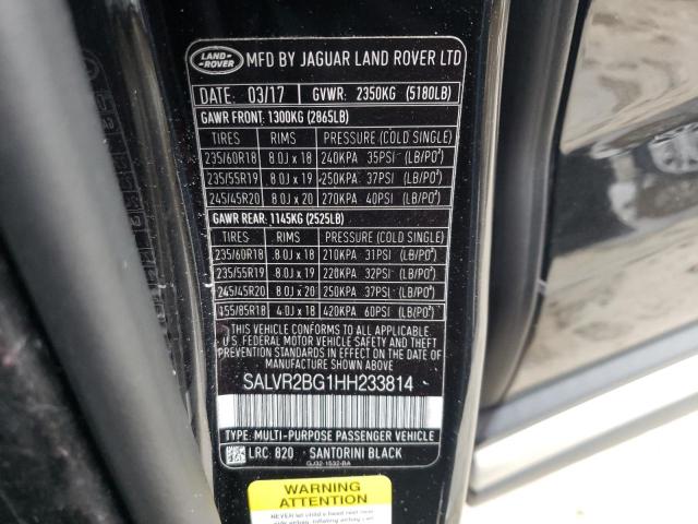 SALVR2BG1HH233814 Land Rover RANGEROVER