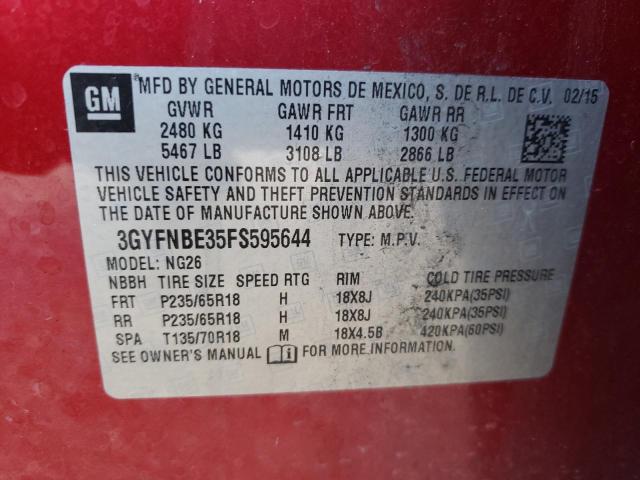 3GYFNBE35FS595644 Cadillac SRX