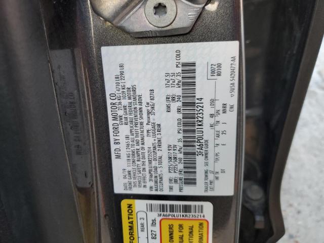 2019 FORD FUSION SE - 3FA6P0LU1KR235214