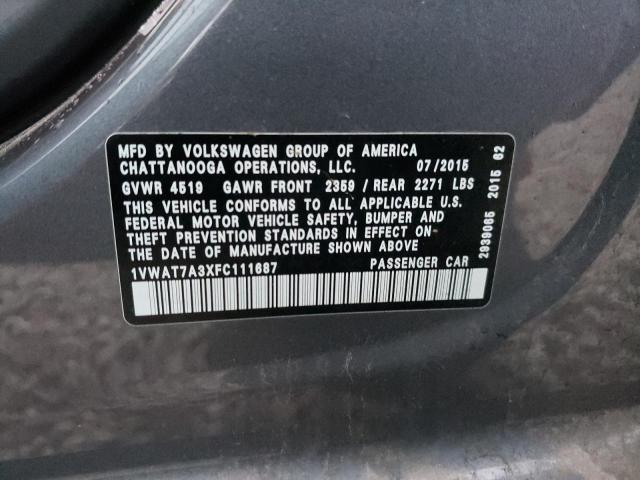 2015 VOLKSWAGEN PASSAT S - 1VWAT7A3XFC111687