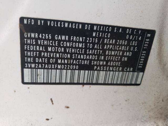 2015 VOLKSWAGEN GOLF TDI 3VW2A7AUXFM022090