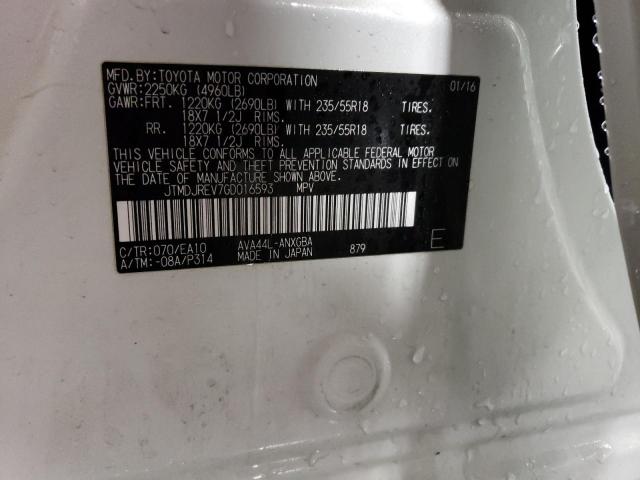 2016 TOYOTA RAV4 HV LI - JTMDJREV7GD016593