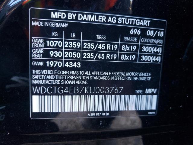 VIN WDCTG4EB7KU003767 2019 Mercedes-Benz GLA-Class,... no.13