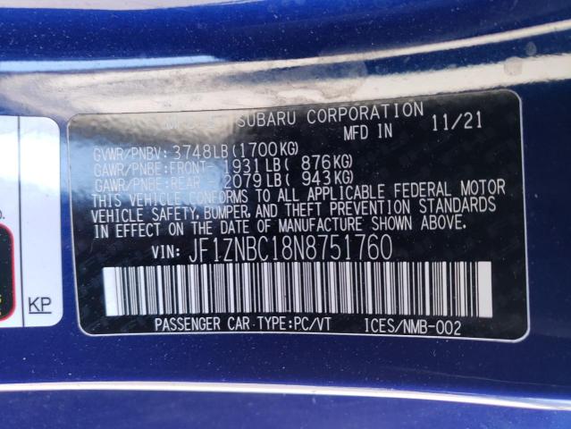 2022 TOYOTA GR 86 JF1ZNBC18N8751760