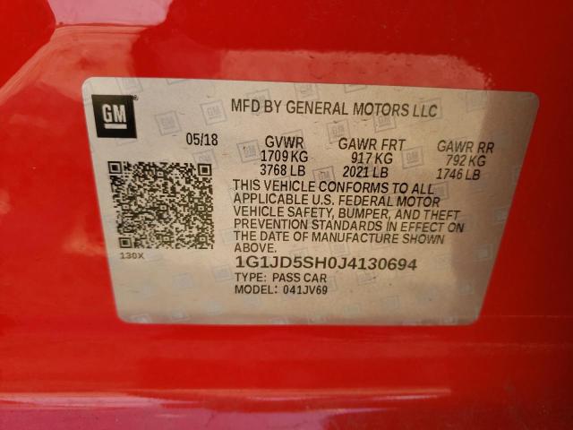 2018 CHEVROLET SONIC LT - 1G1JD5SH0J4130694